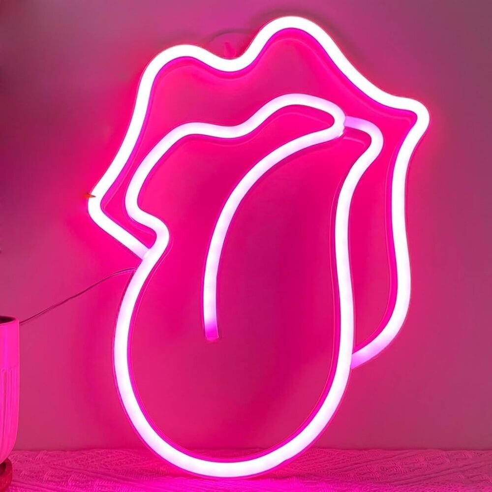 Mouth Neon Sign Light Halloween Wall Art Decor for Kids Bedroom Party Gift
